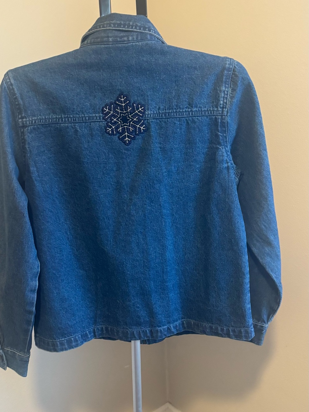 Vtg 90s NorthCrest‎ Embroidered Snowflake Denim Jacket Zip Up Size M - Picture 2 of 10
